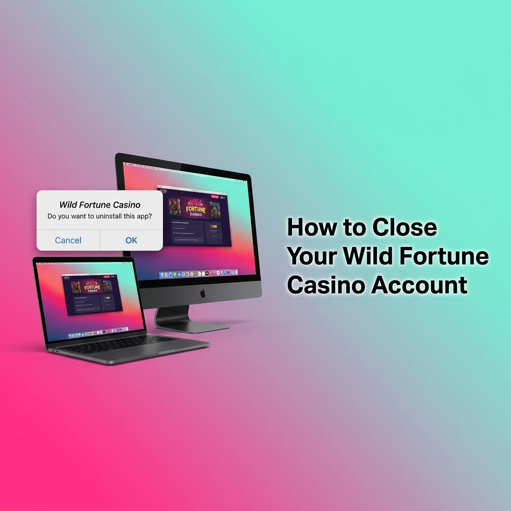 Person closing a Wild Fortune Casino account online, navigating settings to deactivate and confirm account closure.