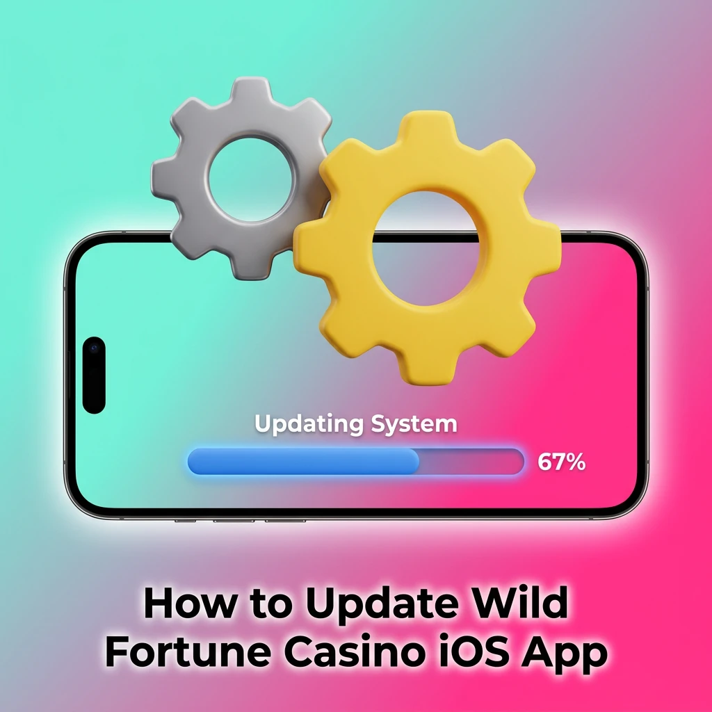iPhone home screen showing Wild Fortune Casino PWA icon being tapped to auto-update the app via browser cache clear