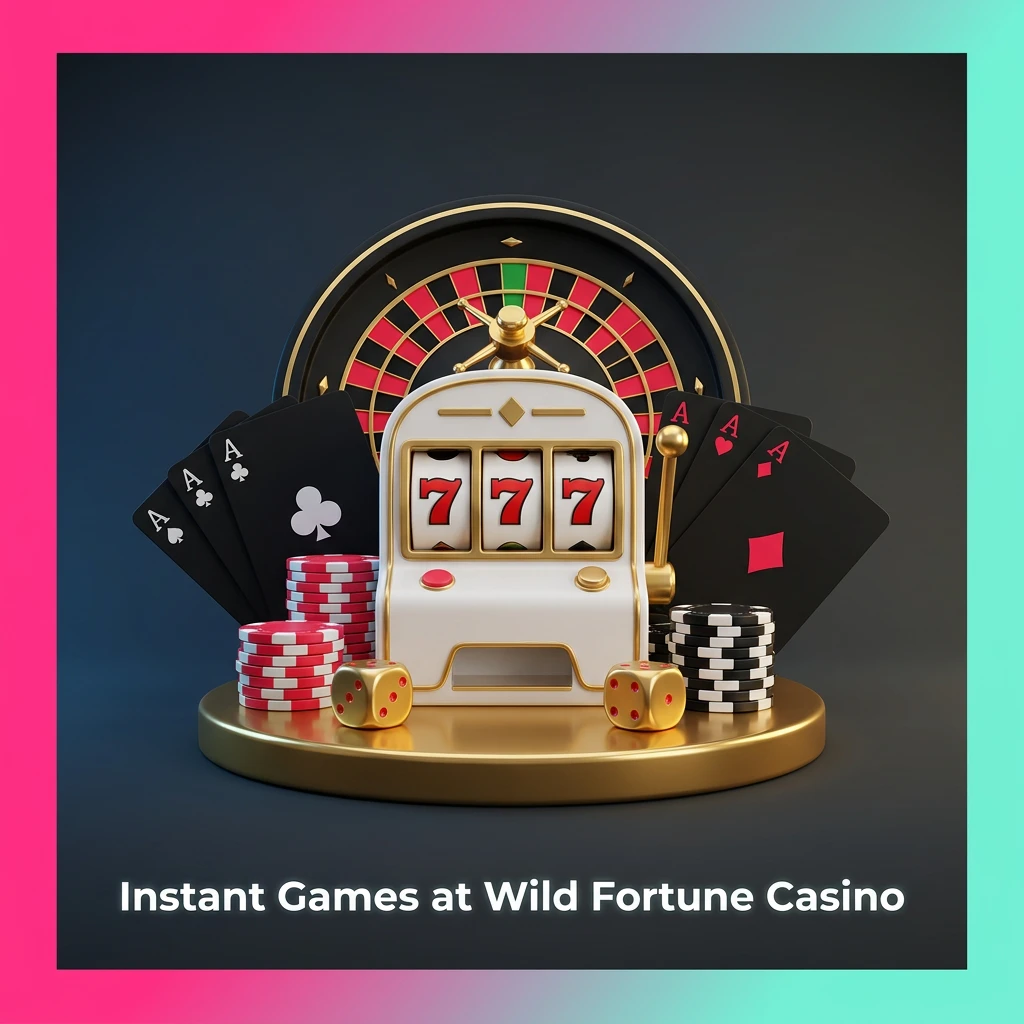 Instant Games lobby at Wild Fortune Casino featuring Crash, Plinko, Mines, Dice, Keno, and Fast Lottery titles