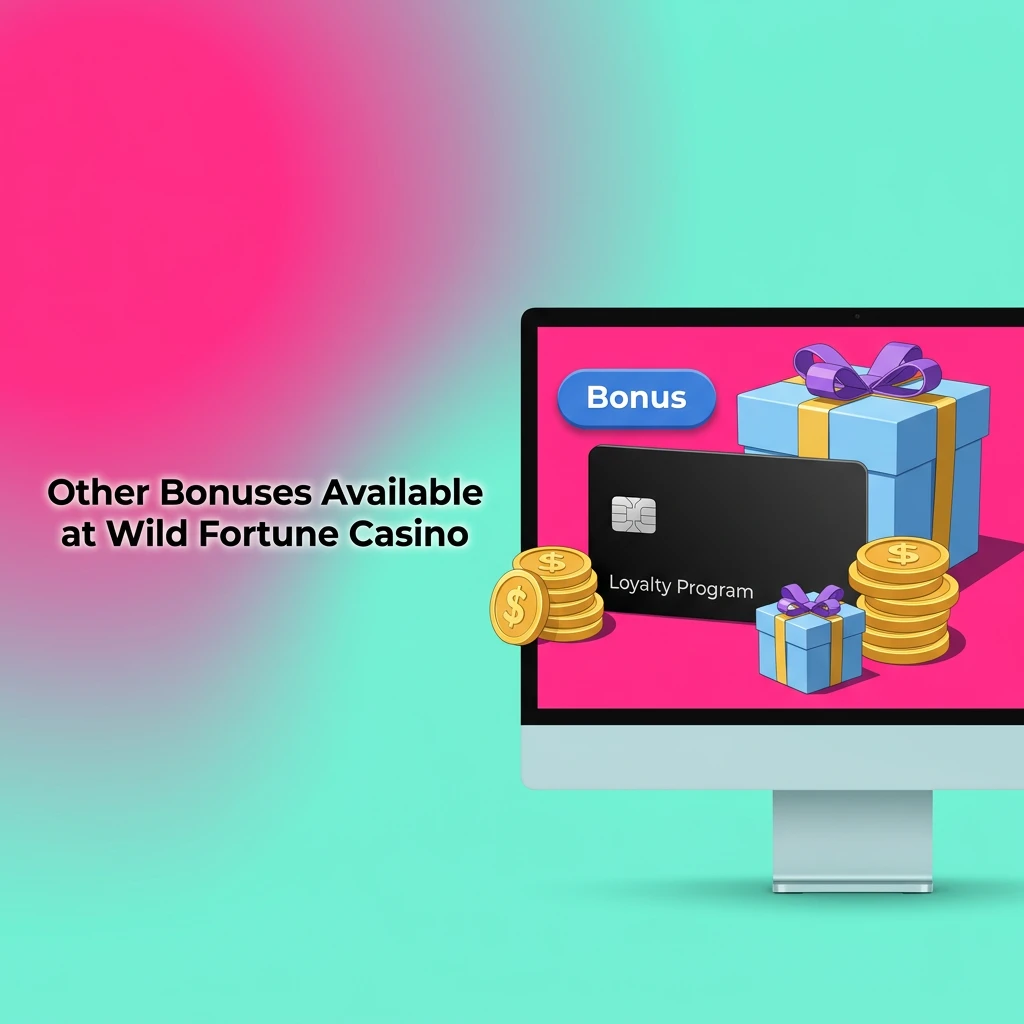 Casino promotions including daily free spins, reload bonus, loyalty programme, and cashback offer at Wild Fortune Casino