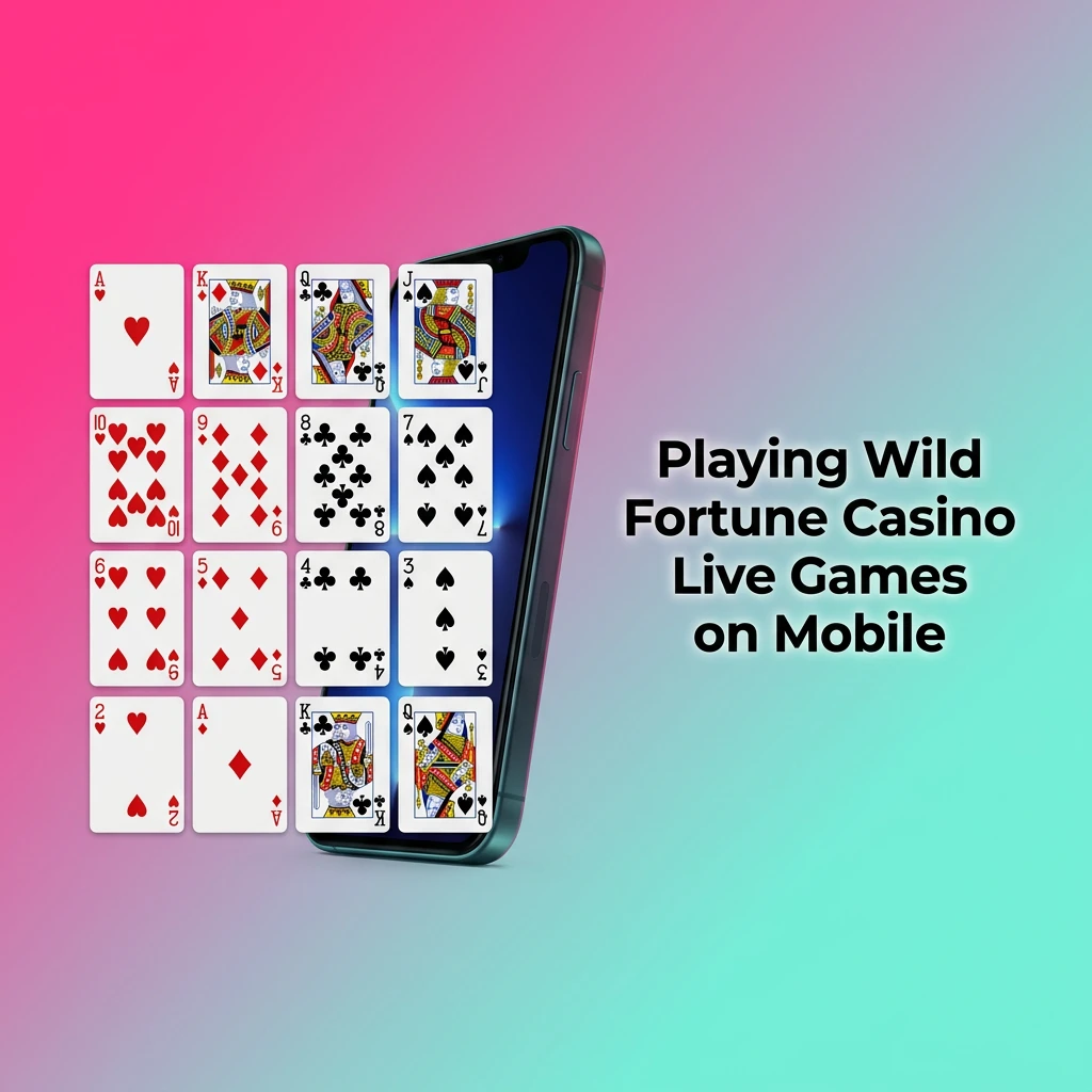 Mobile phone displaying Wild Fortune Casino live dealer table with HD stream and touch-screen betting interface