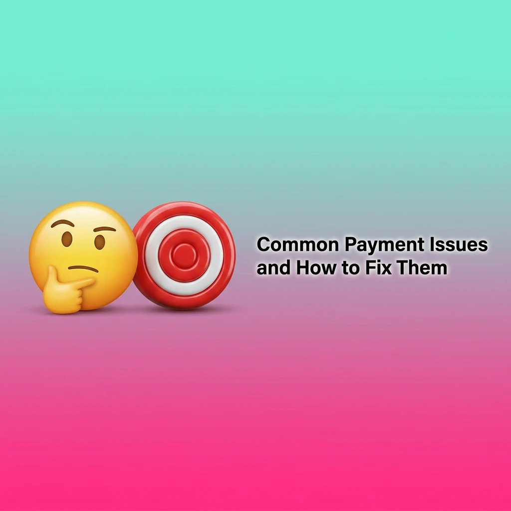 Illustrated guide showing common payment issues like declined cards, pending withdrawals, and deposit delays with fix tips.