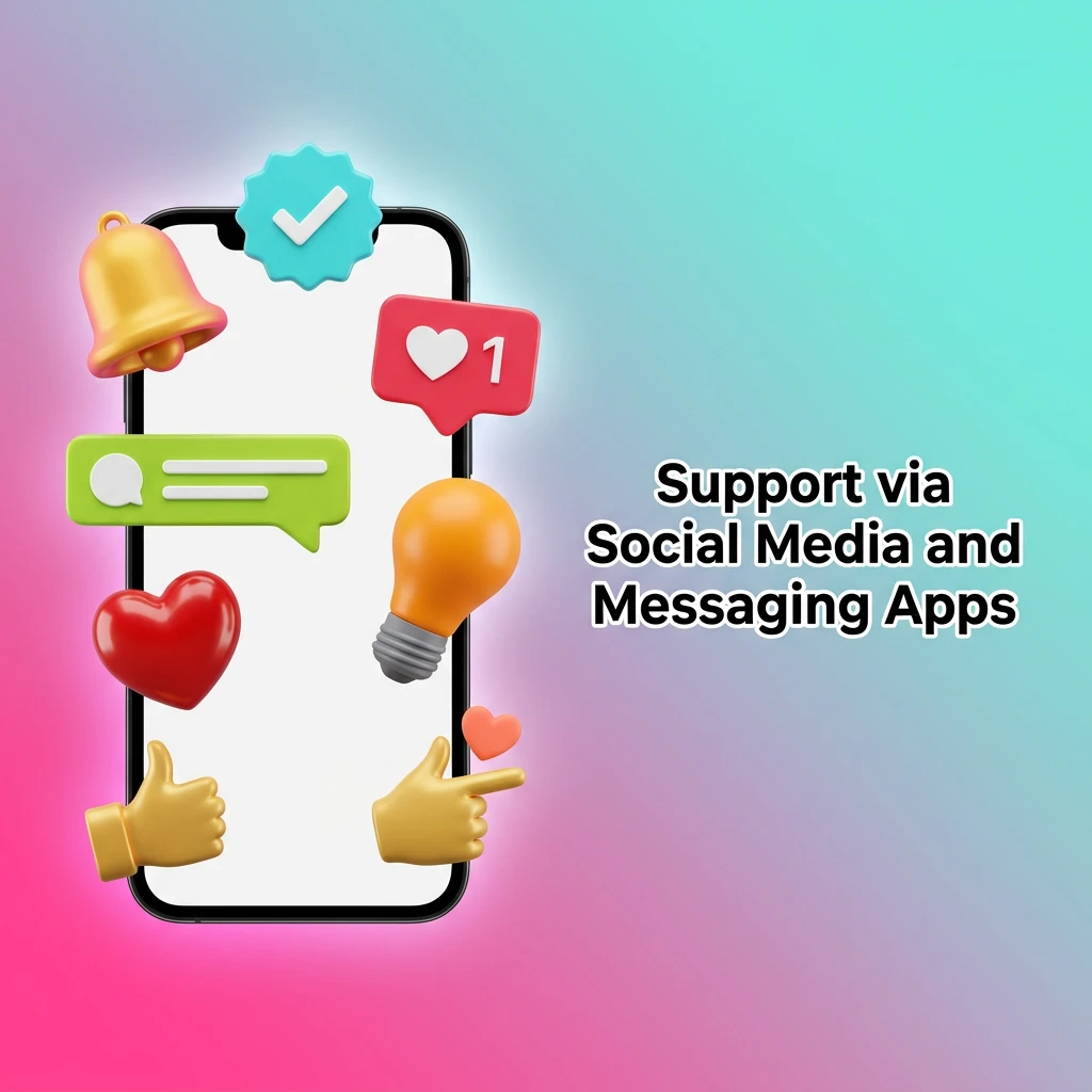 Wild Fortune Casino social media support channels including Telegram, Facebook, Twitter, and WhatsApp icons